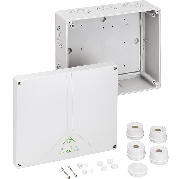 Фото Розподільча коробка Abox 250-L (250х200х115.Введеня-14 місць (10-М20/М40/М50, на днищі: 2-М20, 2-М25/М32), IP65